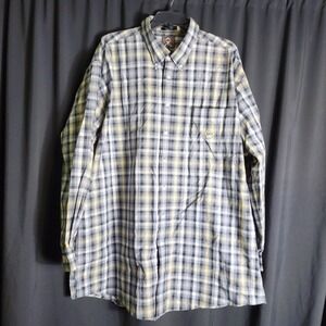 Cinch Mens XXL Long Sleeve Plaid Button Down Western Shirt Grey Yellow Cotton